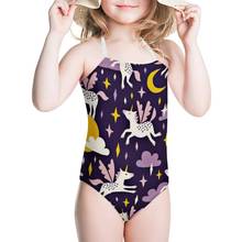 HYCOOL/детский купальник с милыми звездами и единорогом; цельный купальник для девочек; детский купальный костюм; летняя пляжная одежда для младенцев 2024 - купить недорого