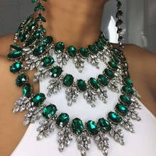 Dvacaman colar verde multicamadas com pingente de folha/cristal-colar feminino 2024 - compre barato