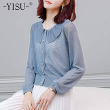 YISU Women Spring Casual  Cardigan Solid color V-Neck Transparent Long sleeve Spring tops 2021 New Knitted Cardigan Thin section 2024 - buy cheap