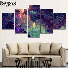 Diamond Painting Full 5 Pieces Colorful Glowing Forest Fantasy Art Home Decor Multi-Picture Diamond Embroidery Mushroom Tree 2024 - buy cheap