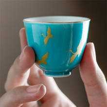 Jingdezhen Ceramic Gold Crane Teacup Creative Handmade Master Cup Small Tea Bowl Kung Fu Water Mug Chinese Porcelain Drinkware 2024 - buy cheap