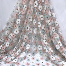 Tela de encaje de lentejuelas florales de colores exquisitos, tela nigeriana de tul francés Floral, tela africana para vestido de fiesta de noche 2024 - compra barato