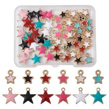 Abalorios de latón/Aleación de Esmalte de colores mixtos, 60 unids/caja, Mini colgantes de estrella para pulsera, pendientes, joyería 2024 - compra barato