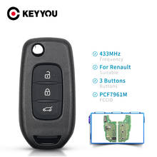 Keyyou 433mhz 3 botões remoto chave do carro inteligente com pcf7961m pcf7962m chip para renault sandero dacia logan lodgy espanador dokker 2024 - compre barato
