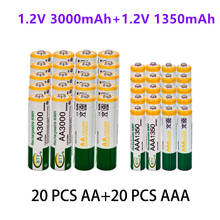 Novo 1.2 v aa 3000mah ni-mh baterias recarregáveis + aaa bateria 1350 mah rechageable bateria ni-mh 1.2 v aaa bateria 2024 - compre barato