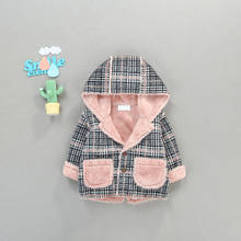 Winter Baby Girls Plaid Print Hooded Coat Jacket Thick Warm Faux Fur Fleece Coats Kids Jackets Outerwear Children's Overcoat 2024 - buy cheap