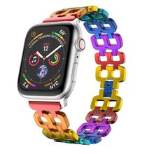 Luxo arco-íris liga de alumínio relógio banda cinta para apple watch 38/40mm 42/44mm pulseira para apple assistir série 1 2 3 4 5 2024 - compre barato
