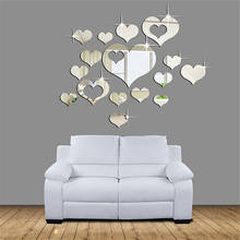 3D зеркальная любовь сердца наклейки на стену Наклейка DIY настенные наклейки для гостиной современный стиль художественная роспись для дома, декор для комнаты Съемный #20 2024 - купить недорого