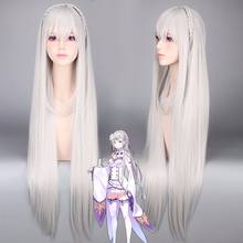 Life in a Different World from Zero Re:Zero kara Hajimeru Isekai Seikatsu Emilia Long Cosplay Wig + Wig Cap 2024 - buy cheap