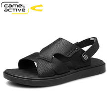 Camel ativo novo verão sapatos casuais dos homens sandálias de praia confortáveis sapatos de couro genuíno preto chinelos 2024 - compre barato