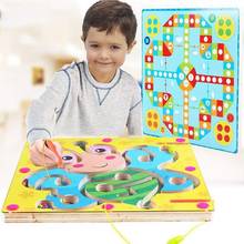 2 in 1 Double-Faced Wooden Flying Ludo Magnetic  Puzzle Game Board Kid Toy 2024 - buy cheap