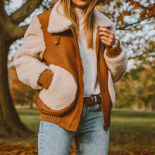 Merodi winter stylish pachwork faux leather think za jacket woman new fashion teddy cashmere warm autumn outwear coat  chaqueta 2024 - buy cheap