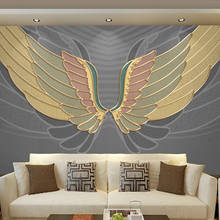 Personalizado 3d foto papel de parede luxo asas padrão dourado linhas alívio sala estar quarto tv fundo decoração casa mural pinturas 2024 - compre barato