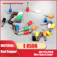 100PCS AWG#22 E0506 Ferrule Terminal Cord End Terminal Copper Brass Wire Copper Insulated Crimp Connector Cord Pin End Terminal 2024 - buy cheap