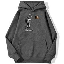 Astronauta jogando basquete no espaço hoodies homens confortável quente pulôver solto moletom com capuz streetwear outono 2024 - compre barato