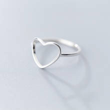 Anillo de Plata de Ley 925 con forma de corazón hueco minimalista para mujer, joyería de compromiso, regalo del Día de San Valentín 2024 - compra barato