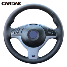 CARDAK Hand-stitched Black Artificial Leather Car Steering Wheel Cover for BMW E46 M3 E39 330i 540i 525i 530i 2001 2002 2003 2024 - buy cheap