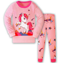 Conjuntos de roupas infantis para meninos e meninas, roupas de dormir com desenhos de animais, 2 peças, pijama de manga comprida ou roupa de casa 2024 - compre barato