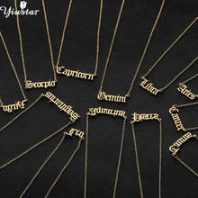 Yiustar Stainless Steel Zodiac Sign 12 Constellation Pendant Necklace for Women Vintage Old English Letter Necklace Birth Gifts 2024 - buy cheap