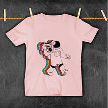 Для девочек 2021 одежда с коротким рукавом для 3 Цвета футболка с коротким рукавом с изображением мультгероев, рок-н-астронавт образом окрашенные Дети футболки От 2 до 9 лет футболки 2024 - купить недорого