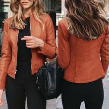Autumn Winter Jacket Solid Color Jacket Coat Women Stand Collar Faux Leather Zipper Slim Coat Jacket Spring Fashion Outwear 2024 - buy cheap