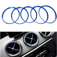 Yubao 5 peças de anel para saída de ar, cor azul, decoração para mercedes benz a/b/cla/gla classe 180 200 220, estilo de carro 2024 - compre barato