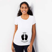 Детские Забавные футболки для беременных размера плюс, летняя модная одежда для беременных женщин, футболки с коротким рукавом для беременных 2024 - купить недорого