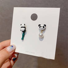 YAOLOGE Exquisite Bamboo Pearl Earrings Cute Simple Panda Earrings 2021 New Gift For Women Girls Fashion Brincos Party Jewelry 2024 - buy cheap