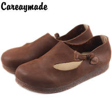 Careaymade-zapatos artísticos Retro para mujer, mocasines de cuero hechos a mano, suela de goma con Pedal, suela suave, cabeza grande 2024 - compra barato