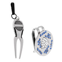 Alloy Rhinestone Golf Hat Clip and Magnetic Ball Marker + Golf Divot Tool 2024 - buy cheap