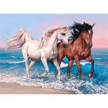 Diy Horse 5D Diamond Painting Cross Stitch Full Round Diamond Embroidery Animals Mosaic Rhinestone Kits Wall Home Decor 2024 - compre barato