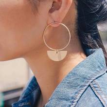 ALYXUY Punk Style Fashion Semicircle Round Geometric Drop Earrings For Women Metal Gold Dangle Earring Female Statement Jewelry 2024 - buy cheap