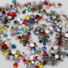 Разные Стразы для ногтей Swarovsky AB SS3-40, стеклянные 3D украшения для ногтей, плоские кристаллы AB разных цветов и размеров, круглые, с плоской задней частью 2024 - купить недорого