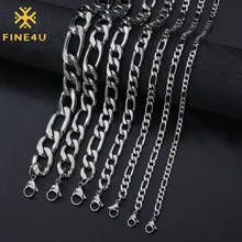 FINE4U N525 Stainless Steel Men Chunky Miami Cuban Chain Necklace 3/4/5/6/7/8/9mm Width Chains Necklace 2024 - buy cheap