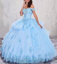 Off Shoulder Quinceanera Dresses Beaded Applique Ball Gowns vestidos de 15 anos Ruched Tiered Organza vestido de debutante 2024 - buy cheap