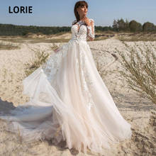 LORIE Gorgeous Wedding Dresses Long Sleeves Lace Buttons Tulle A-Line Dubai Elegant Wedding Gown Bridal Dress vestidos de verano 2024 - buy cheap