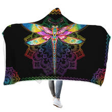 Plstar Cosmos Colorful Mandala Dragonfly Hooded Blanket 3D full Printed Wearable Blanket Adults men women kids Boy Girl Blanket 2024 - buy cheap