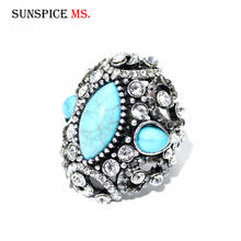 SUNSPICE MS Full Rhinestone Vintage Rings For Women Turkish Ethnic Wedding Jewelry Antique Gold Silver Color Indian Bridal Gift 2024 - buy cheap