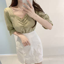 Nova blusa feminina casual e folgada, camisa branca de manga curta de algodão, blusa feminina plus size 2024 - compre barato