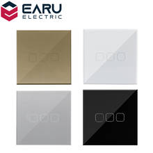 EU Standard 3 Gang 1 Way AC100-240V 10A Crystal Glass Panel Screen Wall LED Power Light Touch Switch White Black Gray Golden 2024 - buy cheap