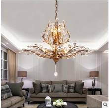 Retro crystal chandelier American wrought iron lamp creative personality dining room living room lighting Nordic bedroom book ar 2024 - buy cheap