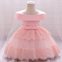 Vestido de aniversário para meninas, roupas floridas de princesa para recém-nascido, 1 2 anos, batismo, ombro único, vestido de festa 2024 - compre barato