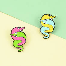 Slender mouth Colorful Worm Enamel Brooch Cuddle Intertwined Cute animals Lapel Pin Fashion Fun Badges Gifts For Friends 2024 - buy cheap