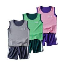 Children's Set Solid Color Sport Style Kids Boys & Girls Tracksuit Boy Suit Clothing Sleeveless Vest T-shirt+ Shorts Boy Outfits 2024 - buy cheap