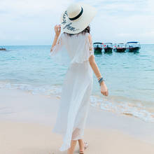 Vestido largo de seda para mujer, vestido blanco y rojo elegante para fiesta, playa, Verano, LWL1538 2024 - compra barato