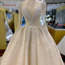 New model pearls wedding dress heavy beading luxury dubai style bridal dress 2021 2024 - buy cheap