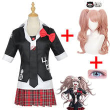 Danganronpa Enoshima Junko Full Cosplay Costume High School Student Uniform Cafe Work Clothes Short Skirt Ponytail Wig 2024 - buy cheap