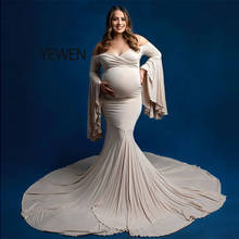 Stretch Fabric V Neck Long Sleeves Mermaid Style Maternity Gown for Photo Shoot Babyshower Custom Color 2024 - buy cheap