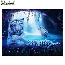 Rhinestones Painting Diamond Embroidery white tigers aniaml 5d Diy Diamond Painting Cross Stitch Full Square Mosaic Home Decor 2024 - buy cheap