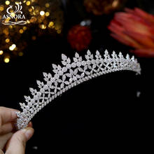 Linda tiara de casamento para noiva, tiara cheia de zircônia cúbica com coroa de cristal, faixa de cabeça fashion princesa presente de aniversário, acessório de cabelo 2024 - compre barato